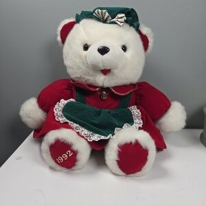 Christmas Bear Family Plush Momma K Mart 1992 White Stuffed Animal 21”